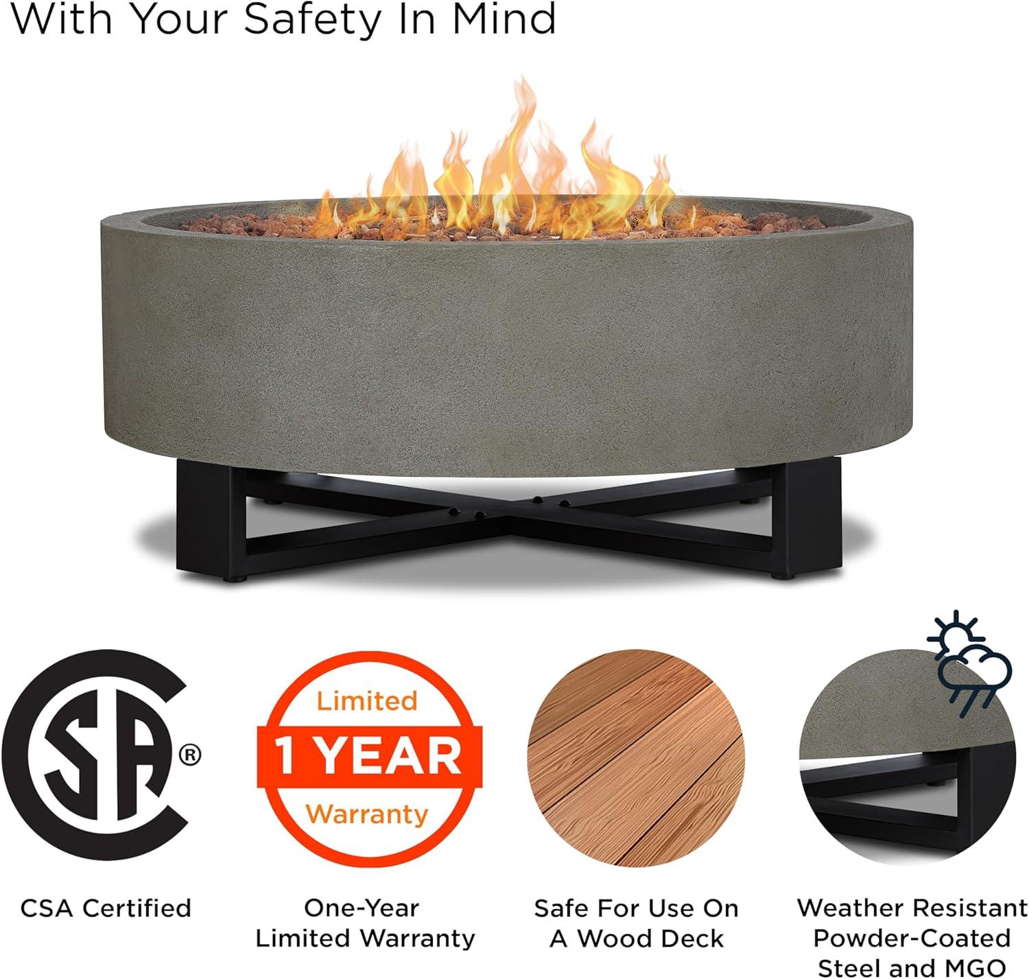 Idledale Propane Fire Bowl - Glacier Gray - Real Flame