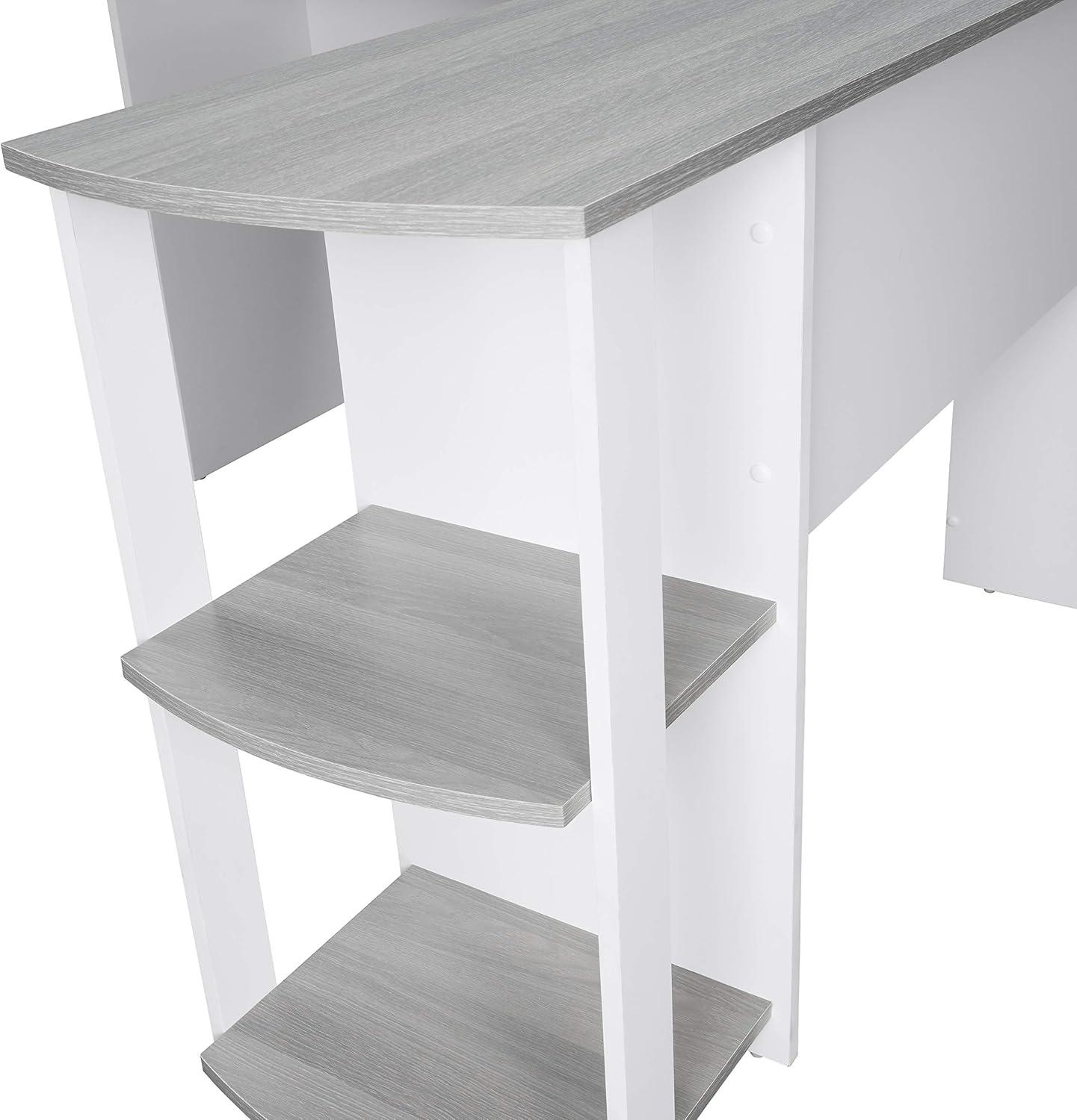 Modern L Shaped Desk with Side Shelves Gray - Techni Mobili