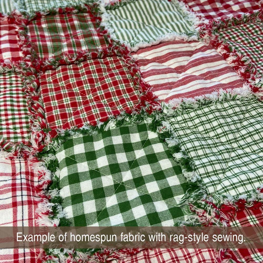 40+ Merry Christmas Red & Green Plaid Homespun 6"x6" Precut Quilt Squares Charm Pack by JCS Fabric