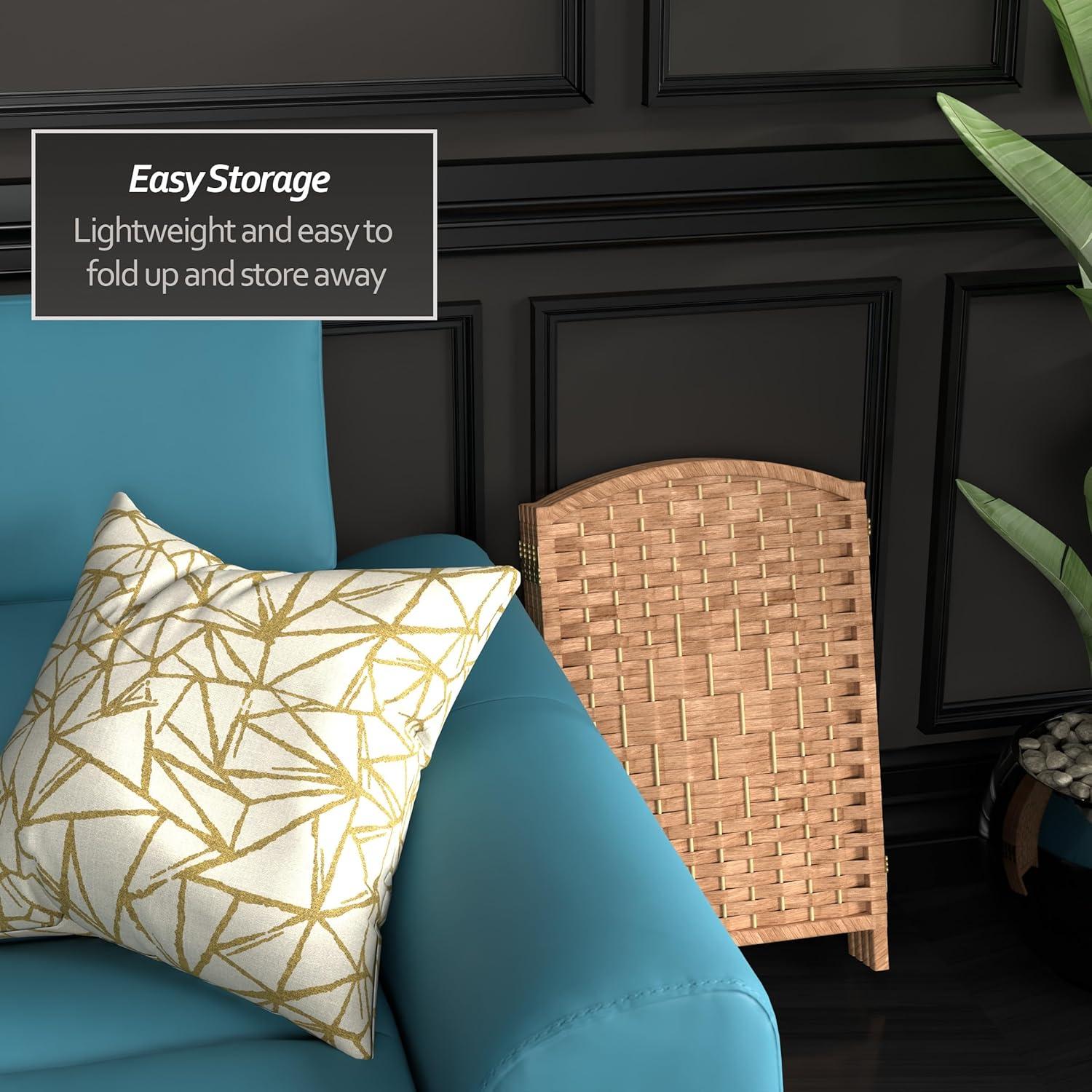 2 ft. Short Diamond Weave Fiber Folding Screen - Natural - 4 Panel