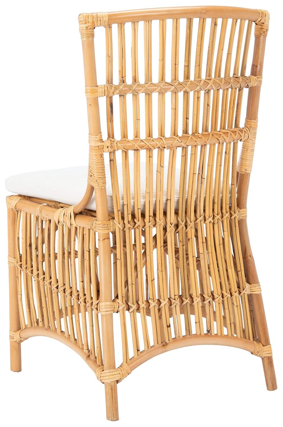 Erika Rattan Accent Chair W/ Cushion - ACH6511 - Set of 2 - White/Natural - Safavieh