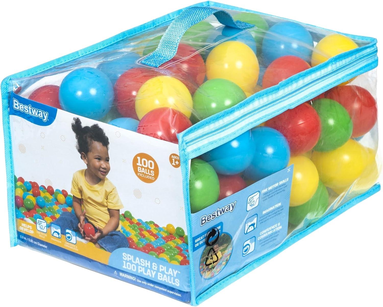 Bestway Splash & Play – 100 Bright Color Toy Balls for Pits, Pools & Games