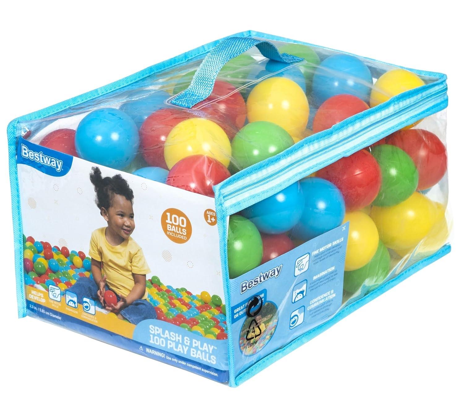 Bestway Splash & Play – 100 Bright Color Toy Balls for Pits, Pools & Games
