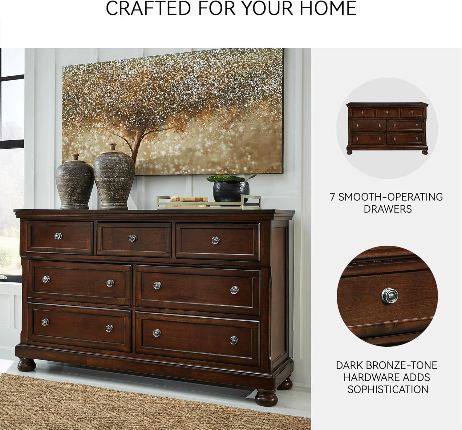 Ashley Furniture Flynnter 7 Drawer Dresser in Medium Brown