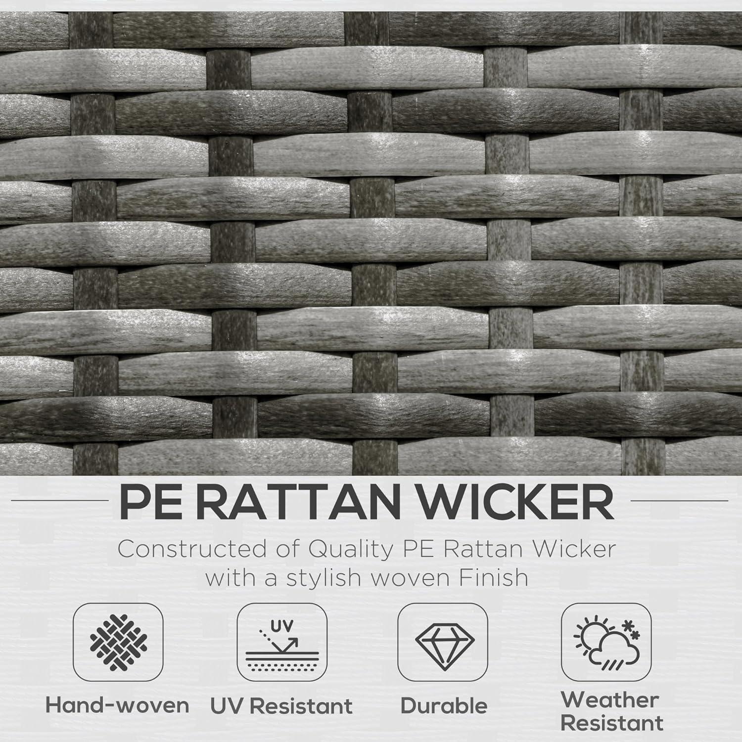 Outsunny 6 Pieces Patio Furniture Sets Outdoor Wicker All Weather PE Rattan Sectional sofa set with Ottoman, Cushions & Tempered Glass Desktop, Gray