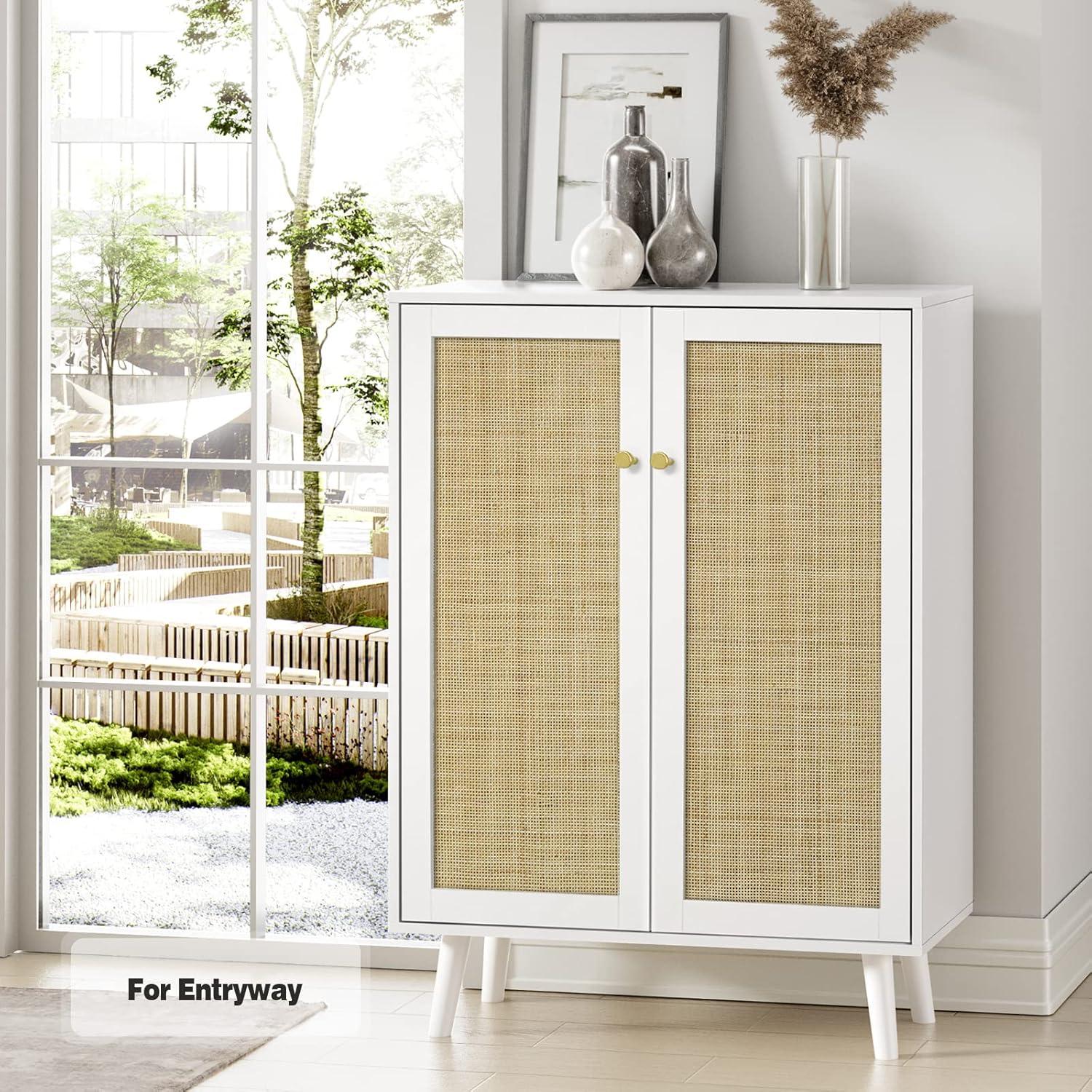 Ahlyssa 44'' Tall 2 - Door Rattan Accent Cabinet with Adjustable Shelves Storage Cabinet