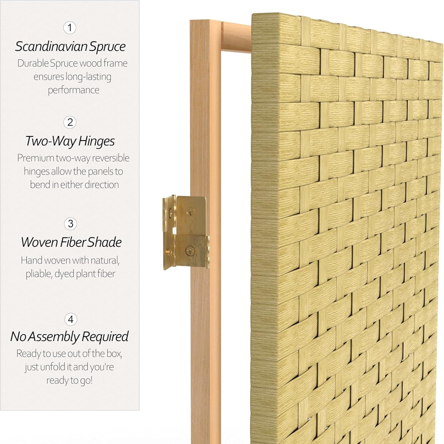 Oriental Furniture 4 ft. Tall Woven Fiber Room Divider - Dark Beige - 3 Panel