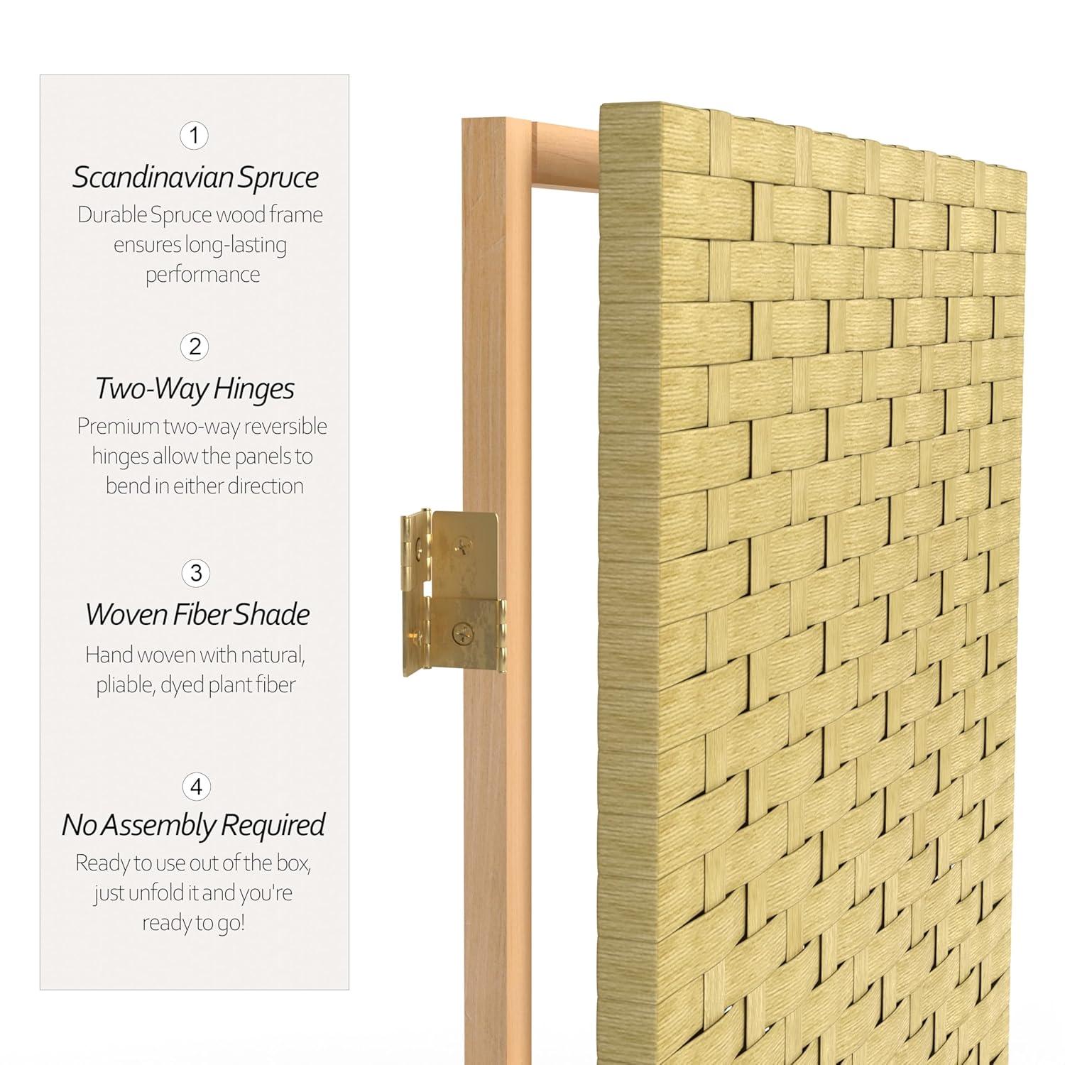 Oriental Furniture 4 ft. Tall Woven Fiber Room Divider - Dark Beige - 3 Panel