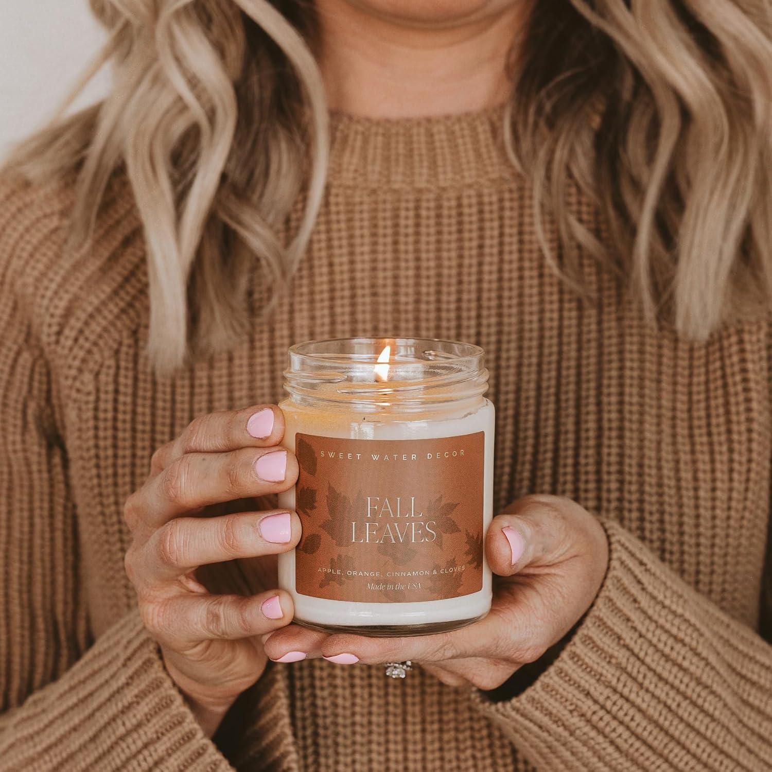 Sweet Water Decor Fall Leaves Patterned 9oz Clear Candle