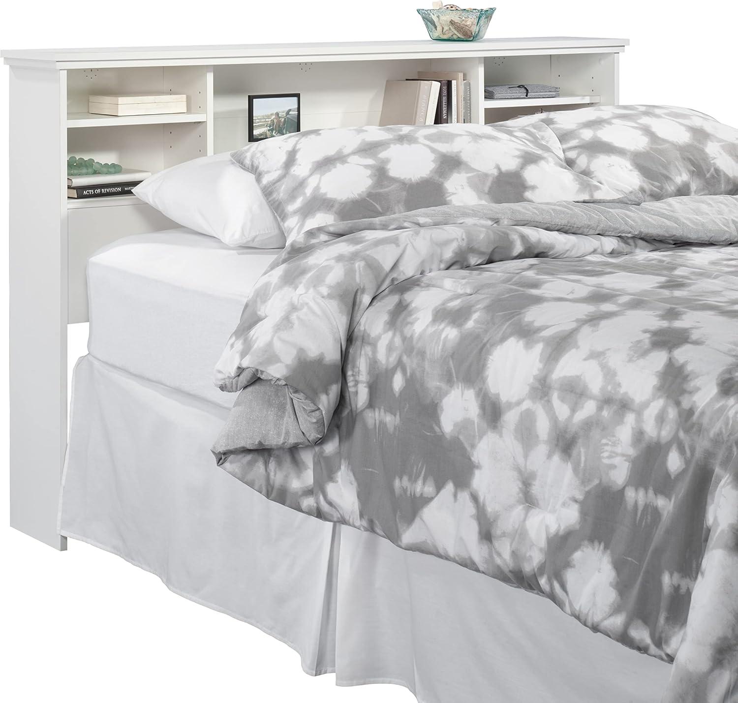 Full/Queen River Ranch Headboard Soft White - Sauder: MDF Frame, Adjustable Shelves, Cord Access