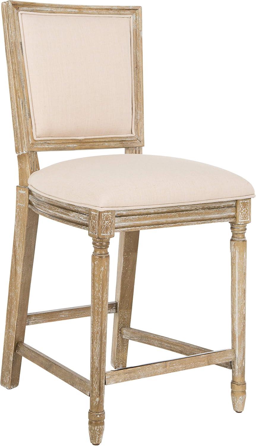 Buchanan Rectangle Counter Stool (Set of 2) - FOX6271 - Beige/Oak - Safavieh Couture