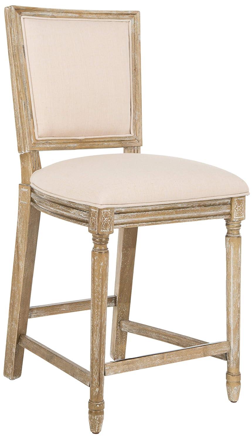 Buchanan Rectangle Counter Stool (Set of 2) - FOX6271 - Beige/Oak - Safavieh Couture