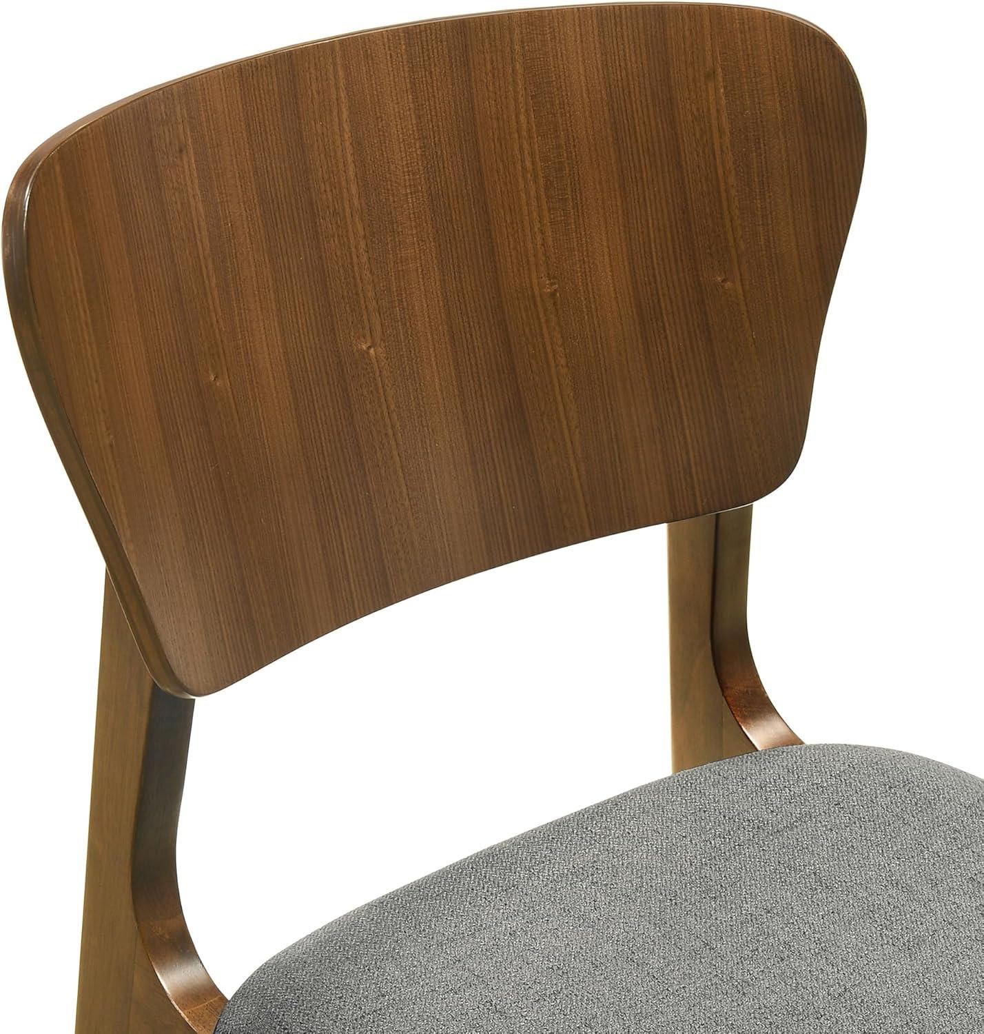 Armen Living Kalia 18" Fabric & Wood Dining Chair in Charcoal/Walnut (Set of 2)