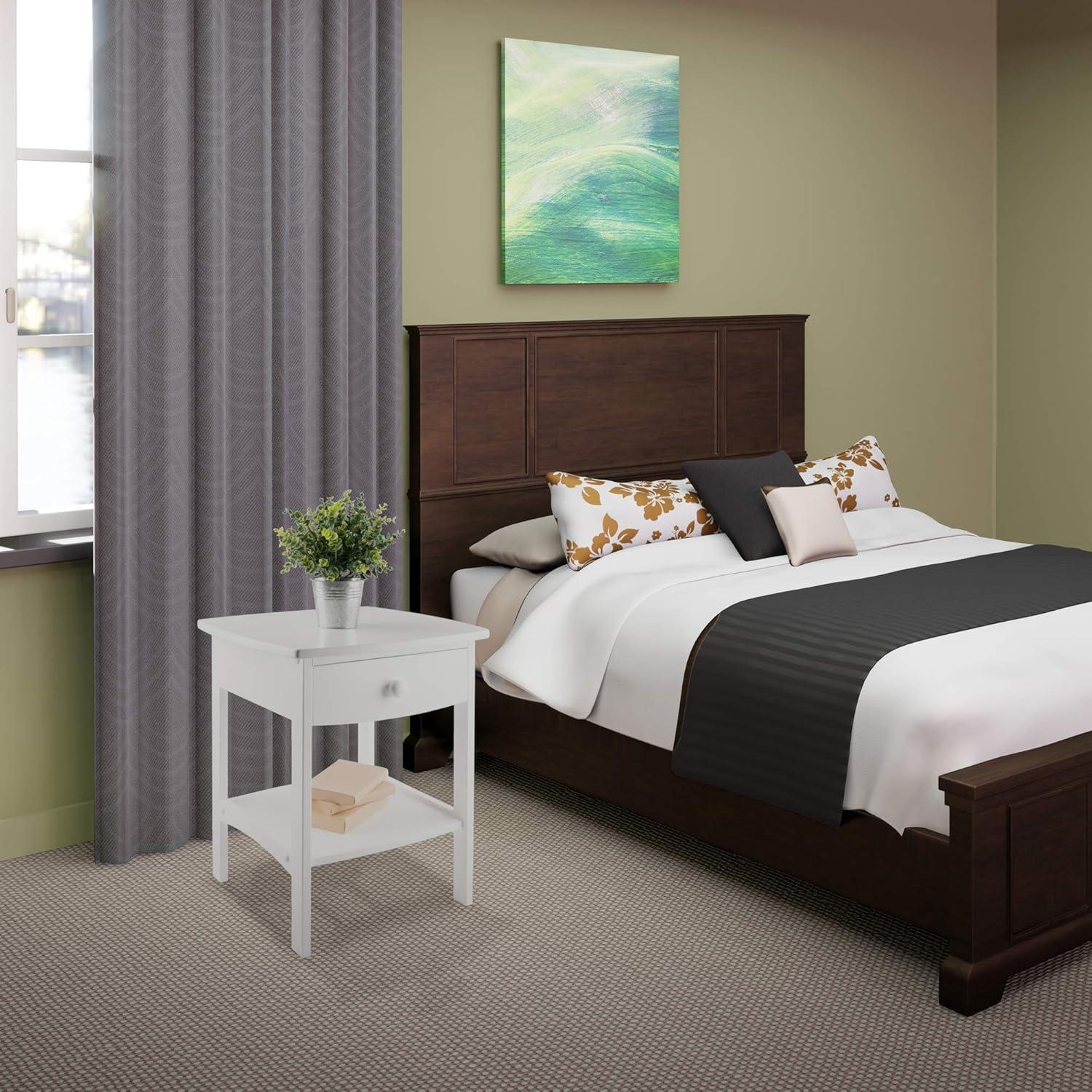Claire Accent Table White - Winsome: Wood Composite Nightstand with Drawer & Shelf, Spot Clean
