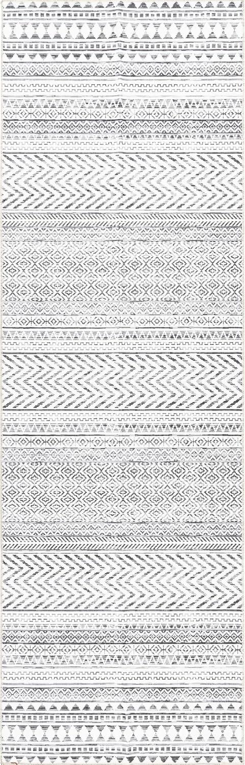 Nuloom Kira Pet Friendly Machine Washable Geometric Area Rug, Runner 2' 6" x 8', Grey