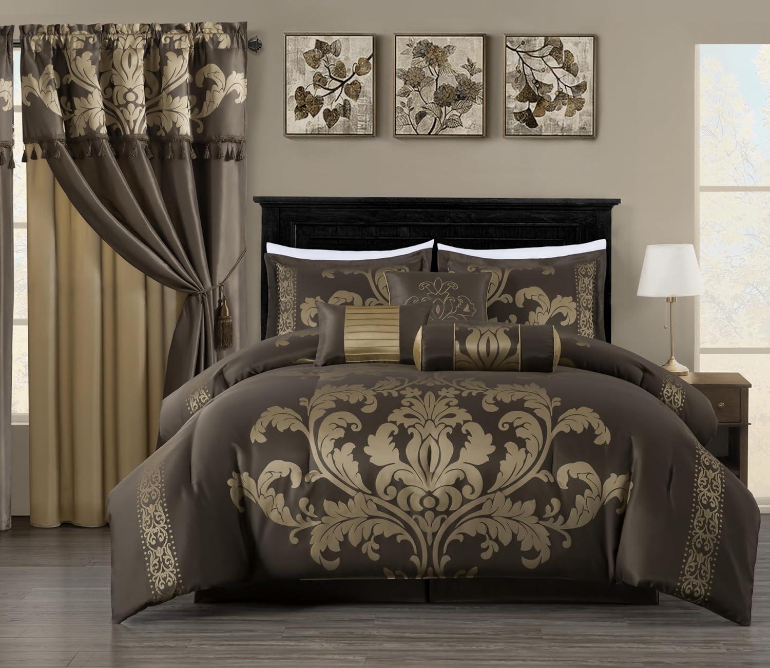 Royale Jacquard Floral 7 Piece Comforter Set