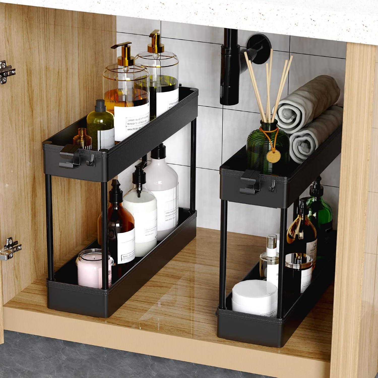 Black 4-Tier Rolling Storage Cart with Adjustable Shelves