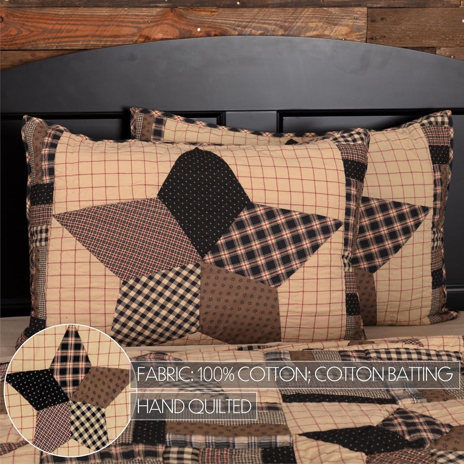 Soft Black Classic Country Bedding Denton Cotton Hand Quilted Patchwork Sham, Choose your size