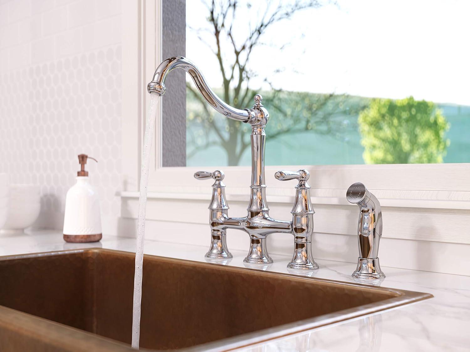 Courant Bridge Double Handle Kitchen Faucet with Side Spray