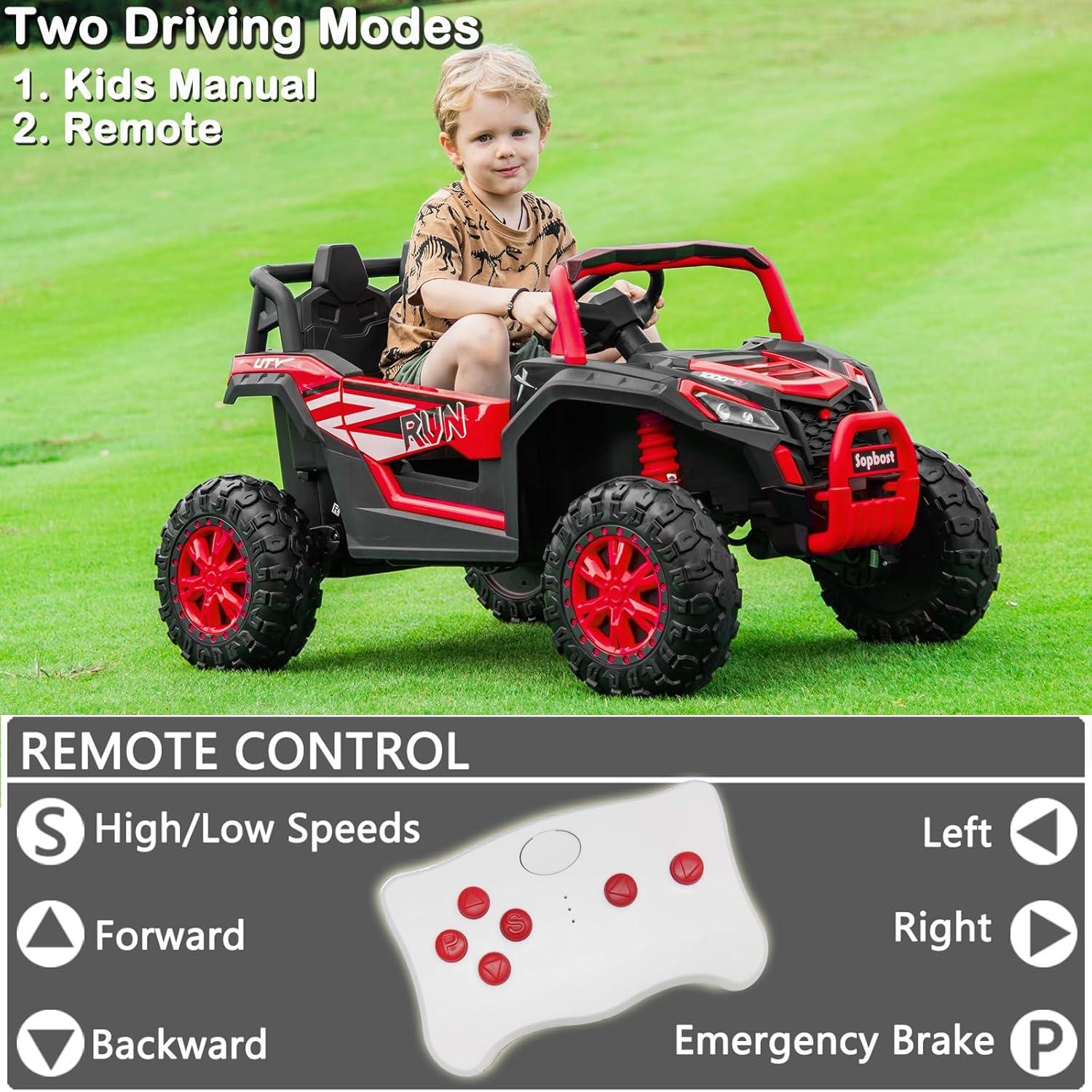 24V Kids Ride-On Utv Car – Battery-Powered Electric Vehicle With Remote Control, Spring Suspension, 200W Motor, Metal Frame, USB, Music, And Led Lights, Perfect Ride-On Toy For Children