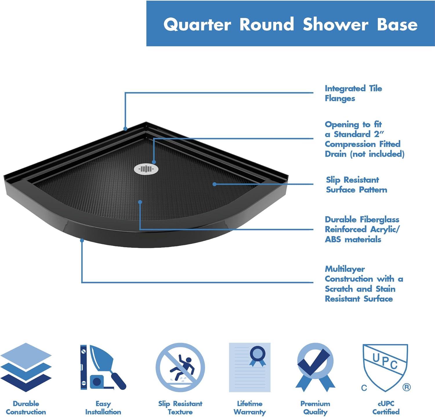 Prime 38" W x 38" D x 74.75" H Semi-Frameless Round Shower Enclosure with Base Included