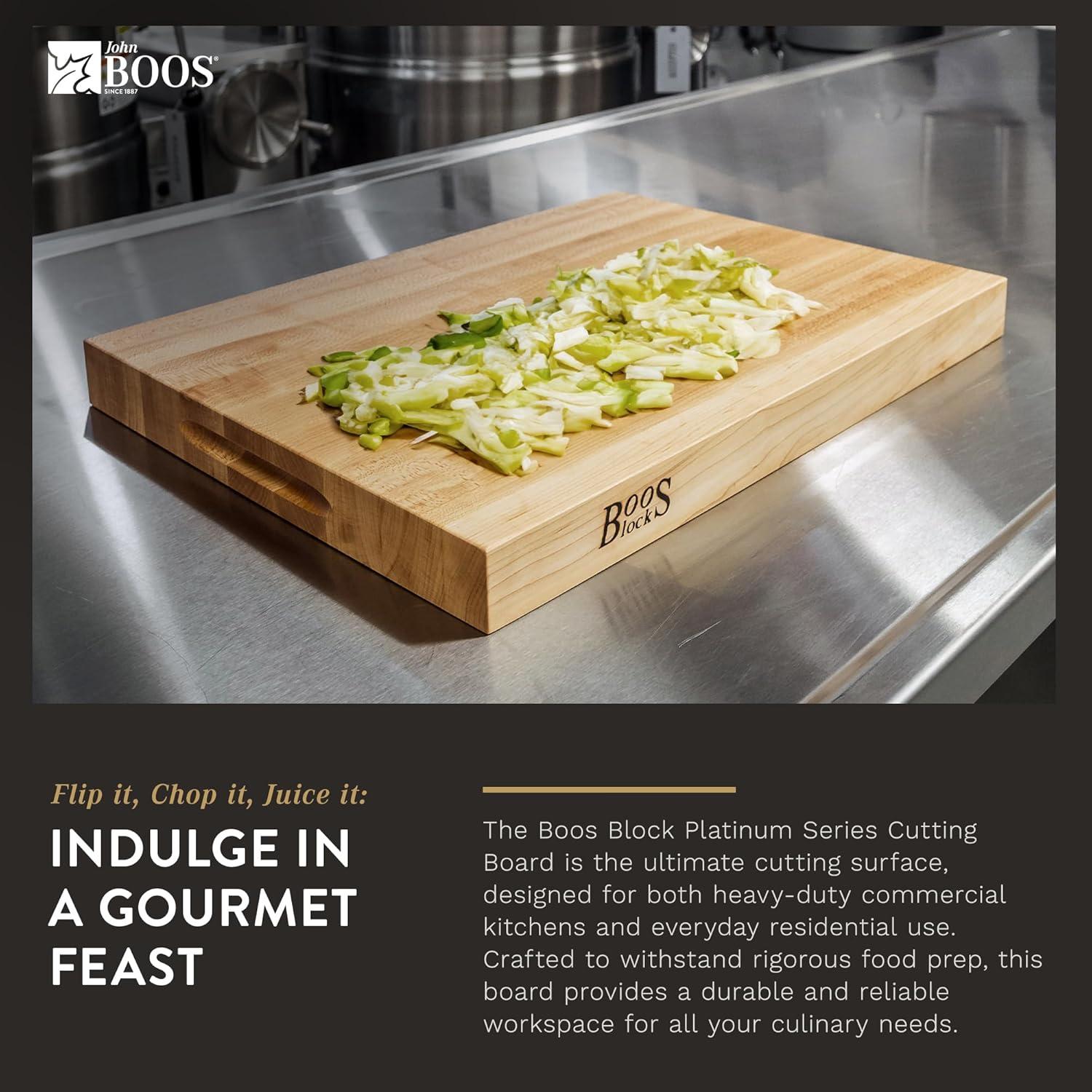 John Boos - R2015 Platinum Commercial Series Maple Wood Edge Grain Reversible Cutting Board, 20 Inches x 15 Inches x 1.75 Inches