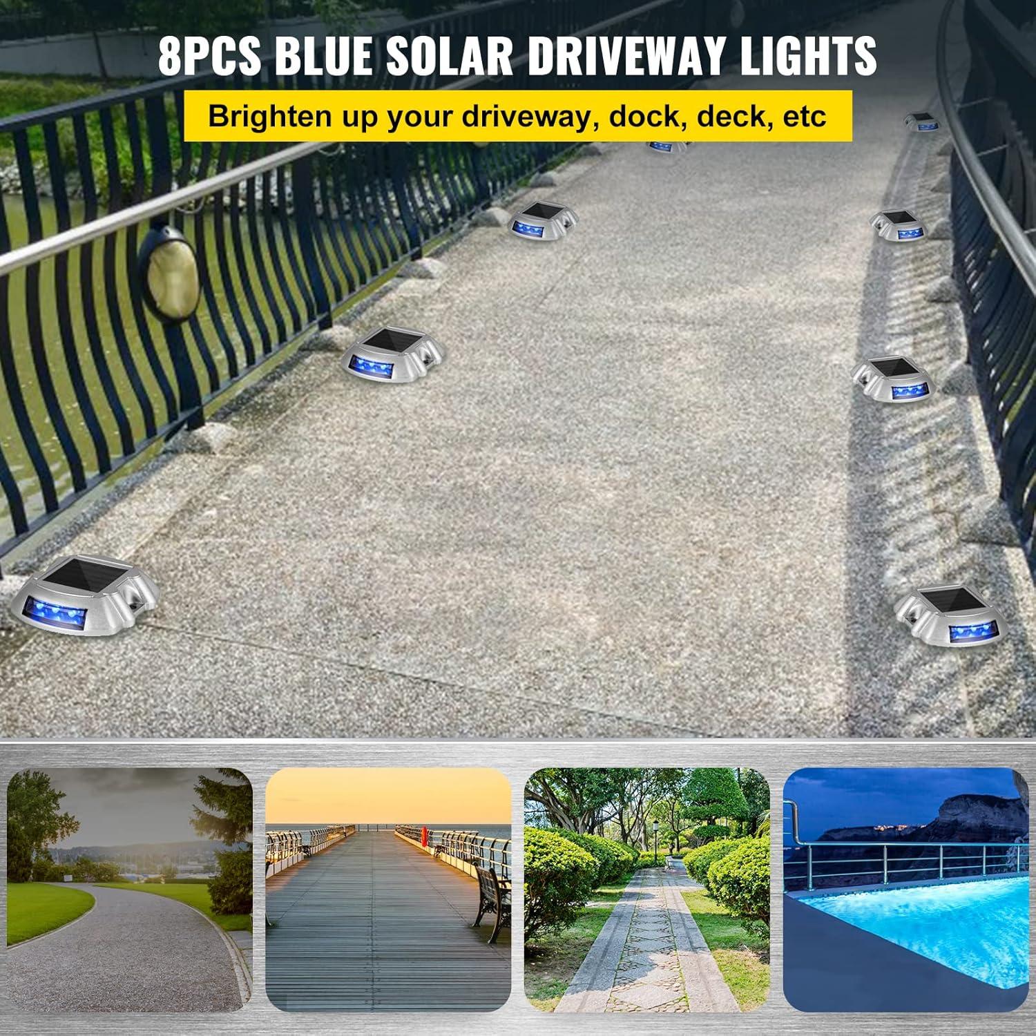 VEVOR 8 -Pack Solar Driveway Lights 1 -Lumens Die Casting Aluminum Shell Solar LED Outdoor Path Light Kit (