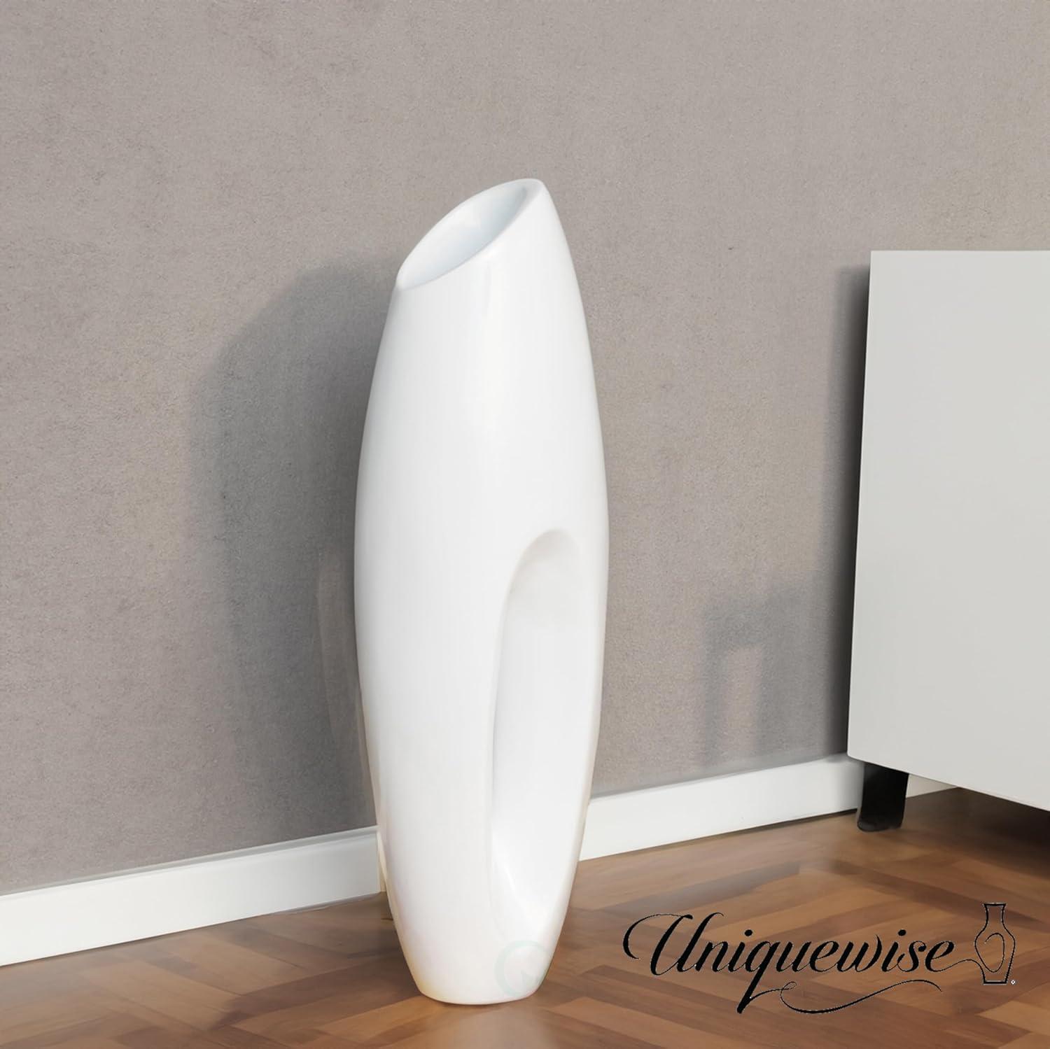 Uniquewise Tall Floor Vase, Modern White Large Floor Vase, Decorative Lightweight Vase, for the Entryway, Dining Room, Living Room, or Bedroom