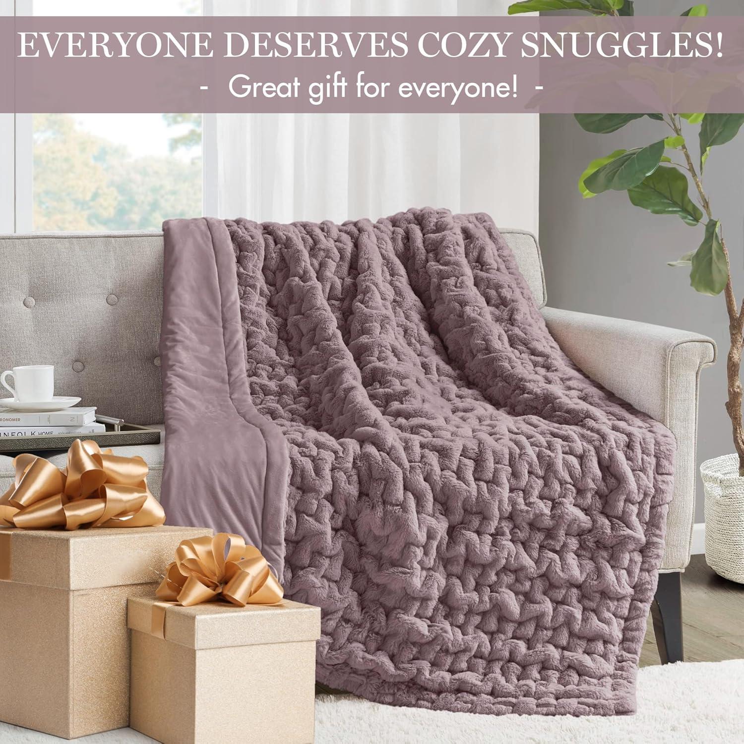 Ruched Fur Throw