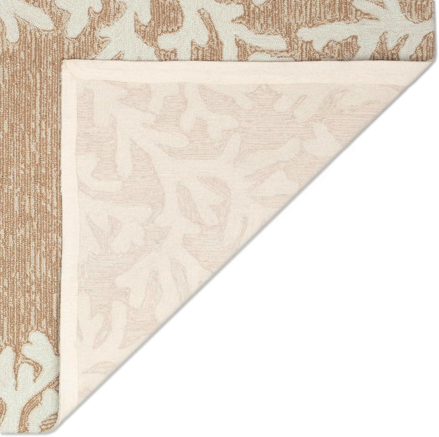 Coral Reef Motif Hand-Tufted Wool Blend Indoor/Outdoor Rug 24"x36"