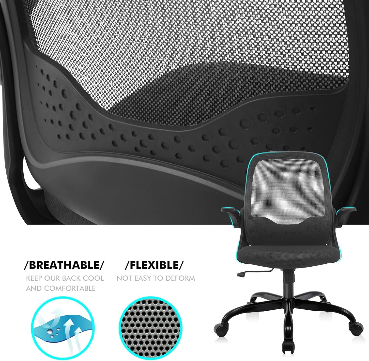 Black Mesh Ergonomic Swivel Task Chair with Adjustable Arms