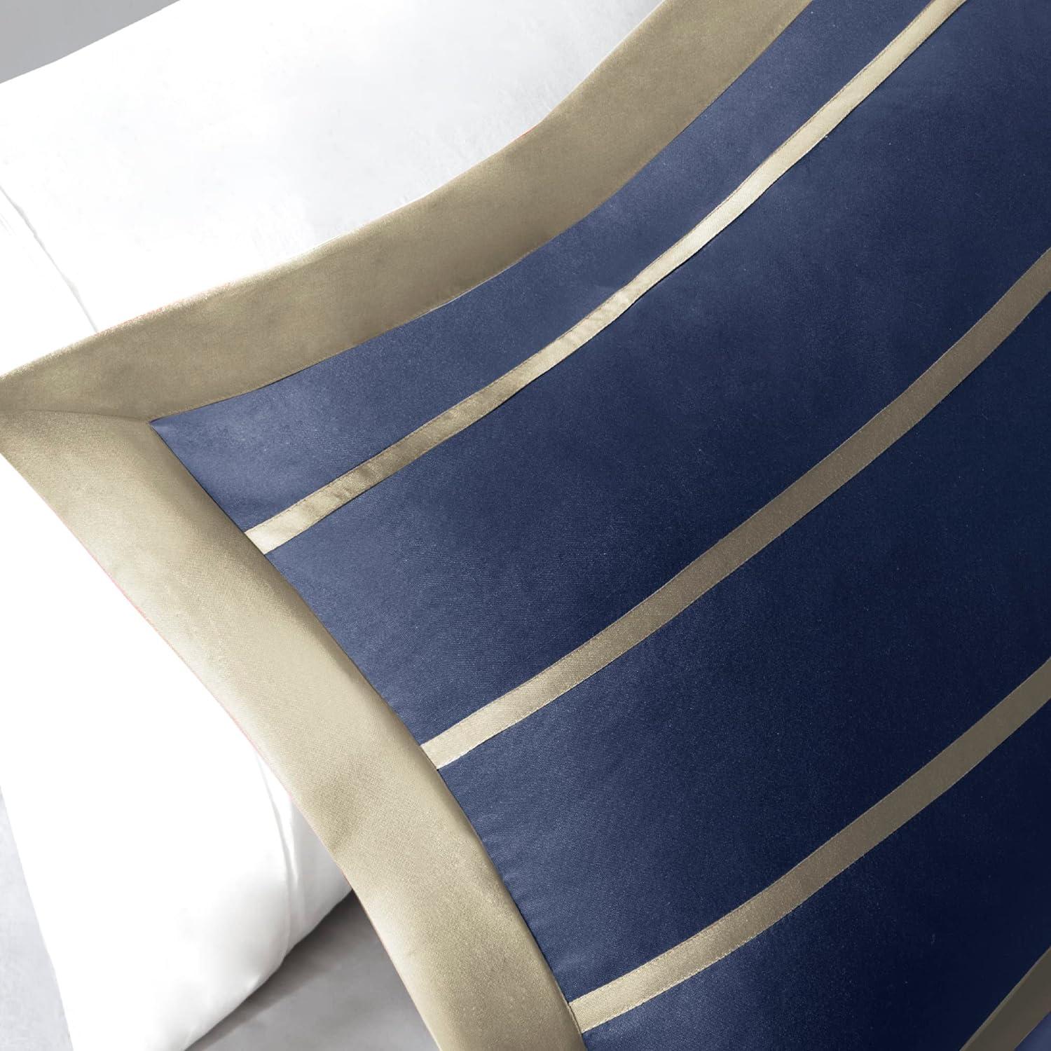 Navy and Khaki Striped Twin/Twin XL Duvet Cover Set