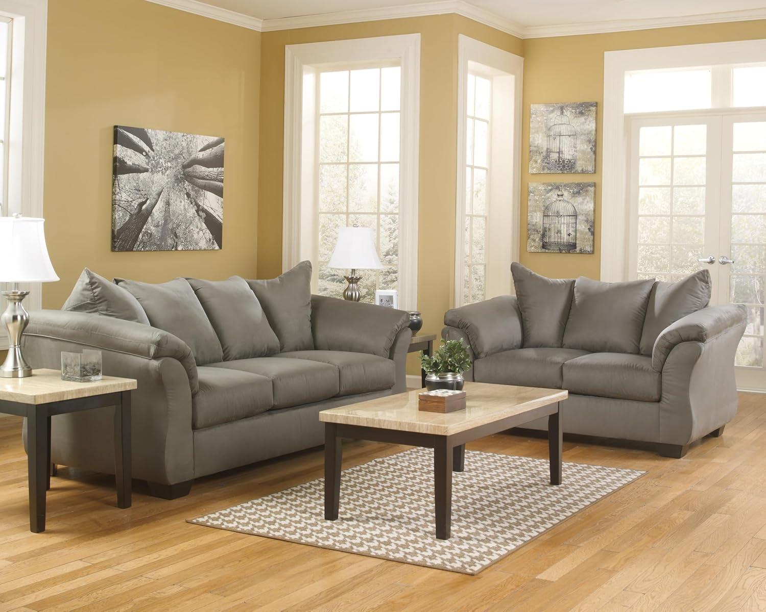 Signature Design by Ashley Darcy Fabric Loveseat in Cobblestone
