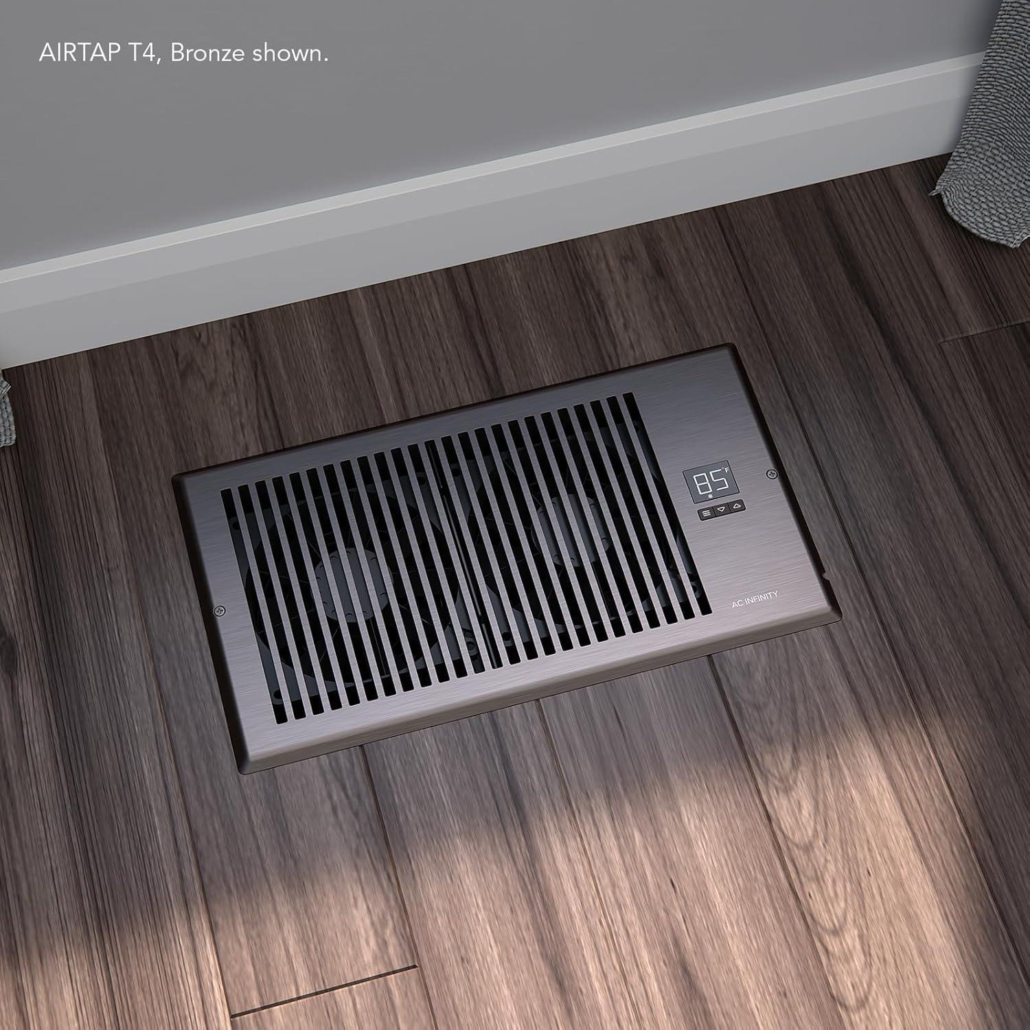 AC Infinity AIRTAP T6 Bronze, Register Booster Fan for 6” x 10” Register Holes, Improves Heating & Cooling Vents, Quiet 10-Speeds, Bluetooth App Control Data Alerts