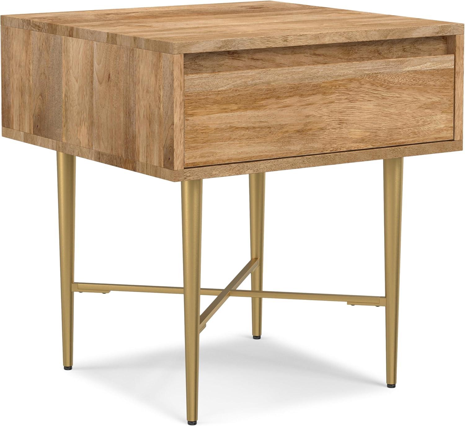 Simpli Home Fallon SOLID MANGO WOOD 20 inch Wide Square Contemporary End Table with Drawer in Natural