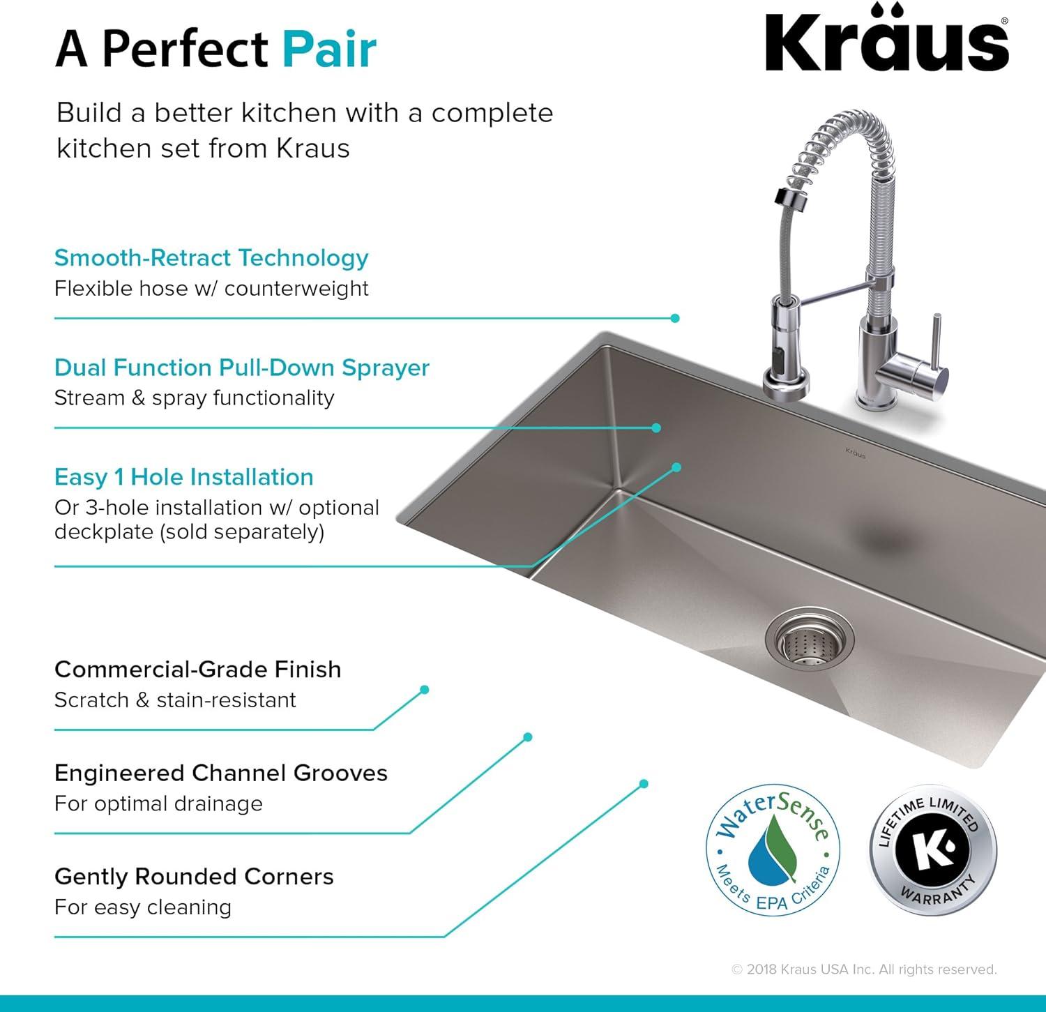 KRAUS 30-in Standart PRO Kitchen Sink Combo Set with Bolden Kitchen Faucet and Soap Dispenser