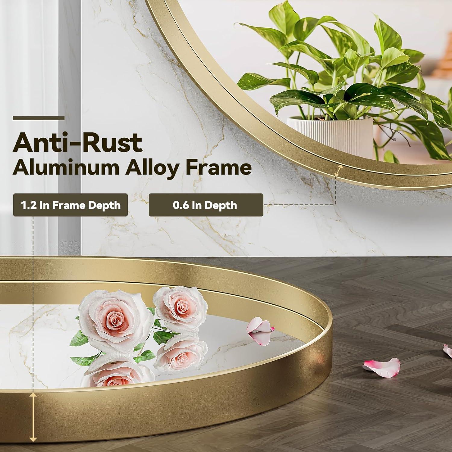 Brightify Gold Oval Mirror for Bathroom 24x36 Inch, Oval Vanity Mirror Gold Metal Frame, Modern Wall Mirror for Bedroom Living Room Farmhouse Fireplace Entryway, Hangs Horizontal or Vertical