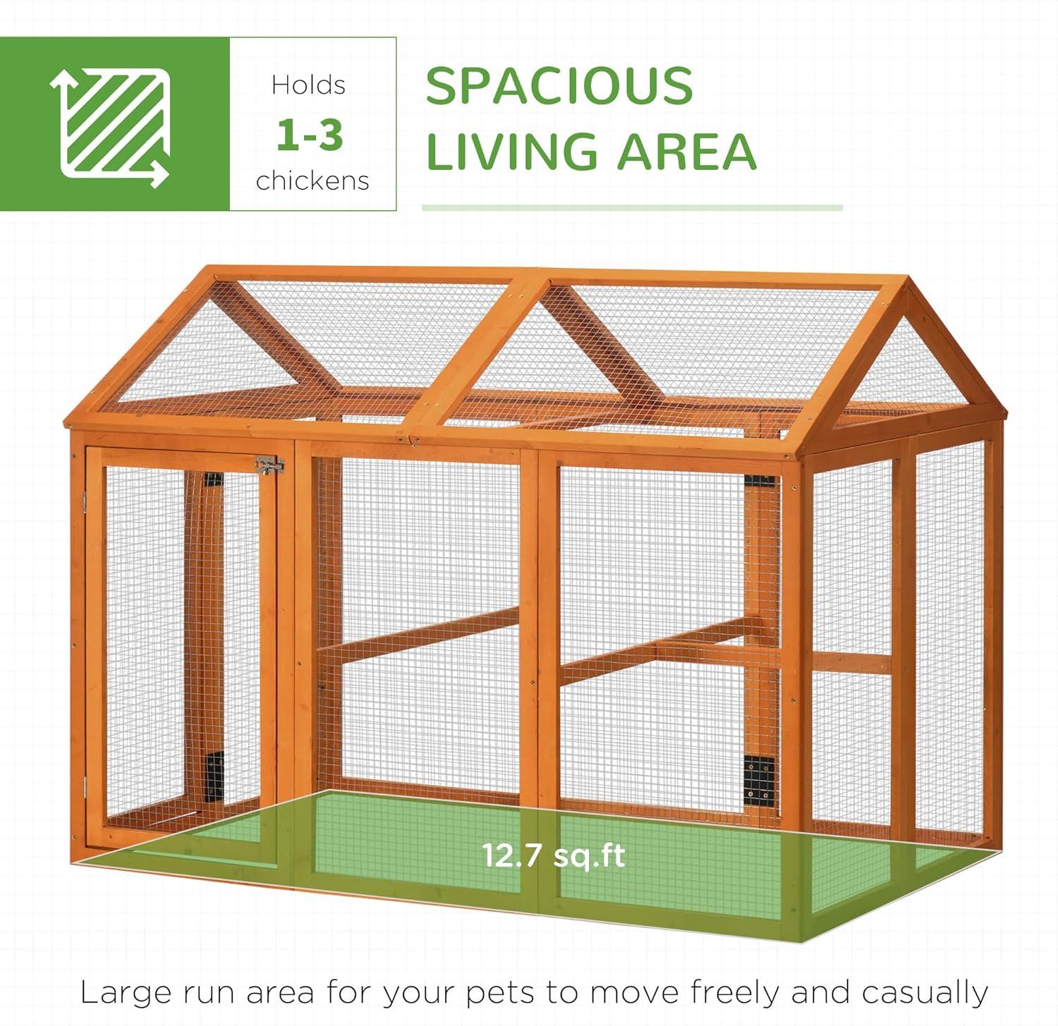 Chicken Run, Wooden Large Chicken Coop, Combinable Design With Perches & Doors For Outdoor, Backyard, Farm, 4.6' X 2.8', Nature Wood