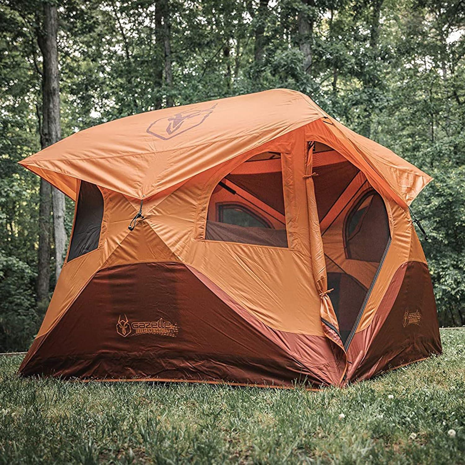 Gazelle Tents™, T4 Portable Hub Tent, Overland Edition, 4-Person, Sunset Orange/Sedona, GT401SS