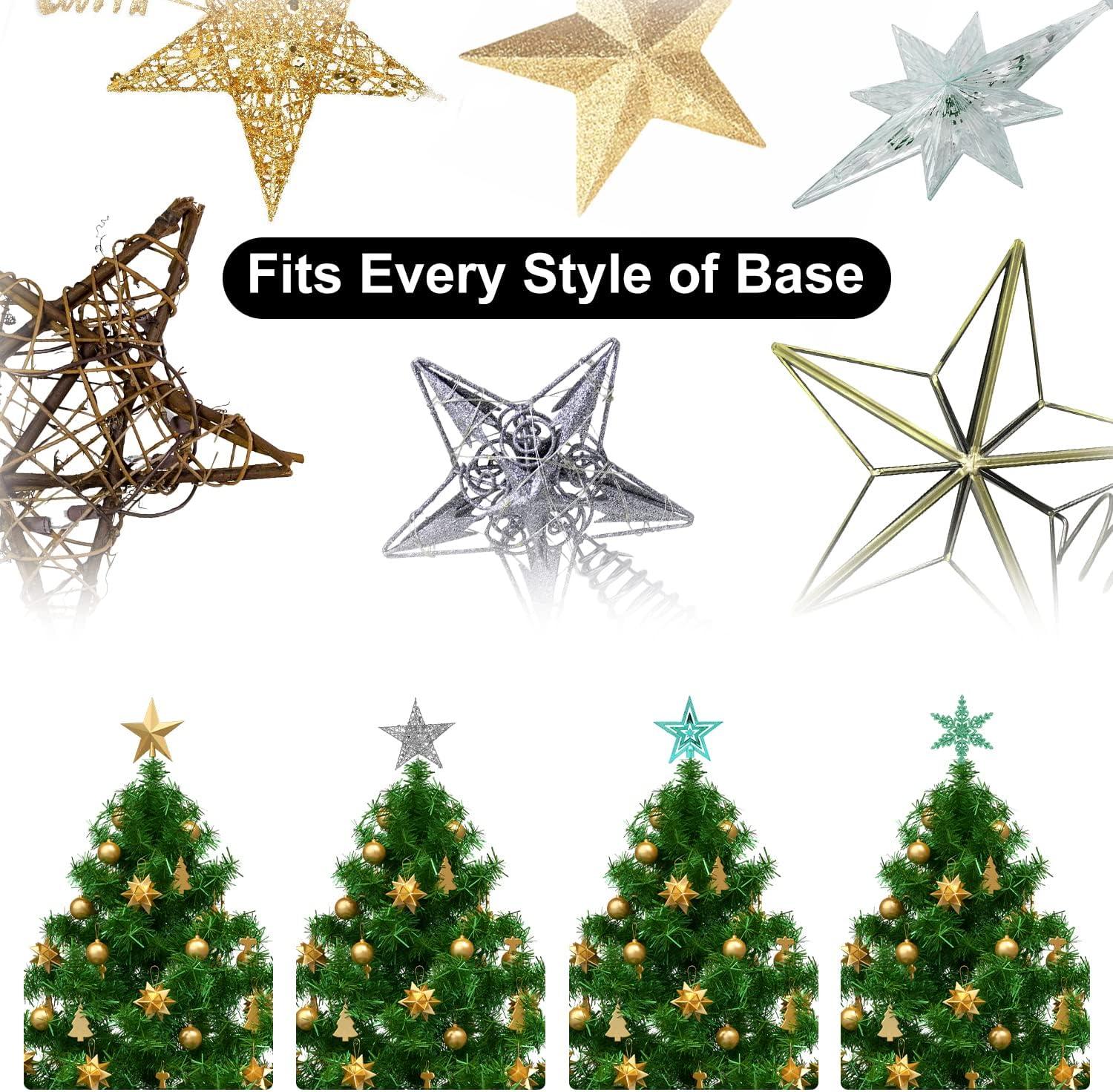 [Christmas Tree Topper Holder] - Twist-on Holiday Universal Tree Topper Stabilizer Fits All Base Types- Metal Green Support Rod with Adjustable attachments to stabilize Seasonal Treetop Ornaments