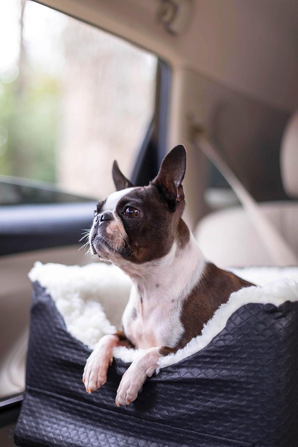 Small Black Diamond Dog Car Seat with Sherpa Lining