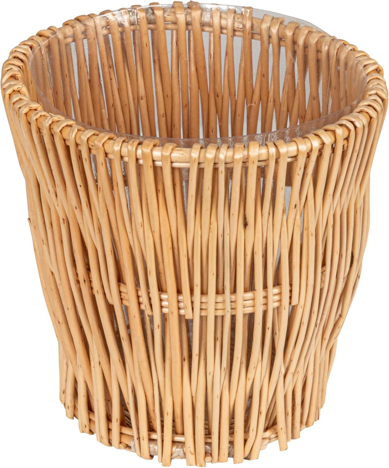 Natural Handwoven Willow Waste Basket with Removable Liner