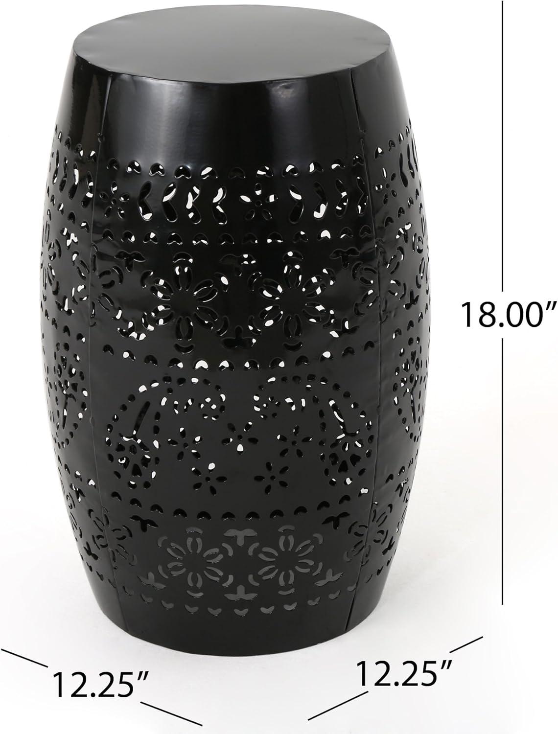 Christopher Knight Home Ruby Indoor/Outdoor Iron Lace Cut 12 Inch Side Table, Black