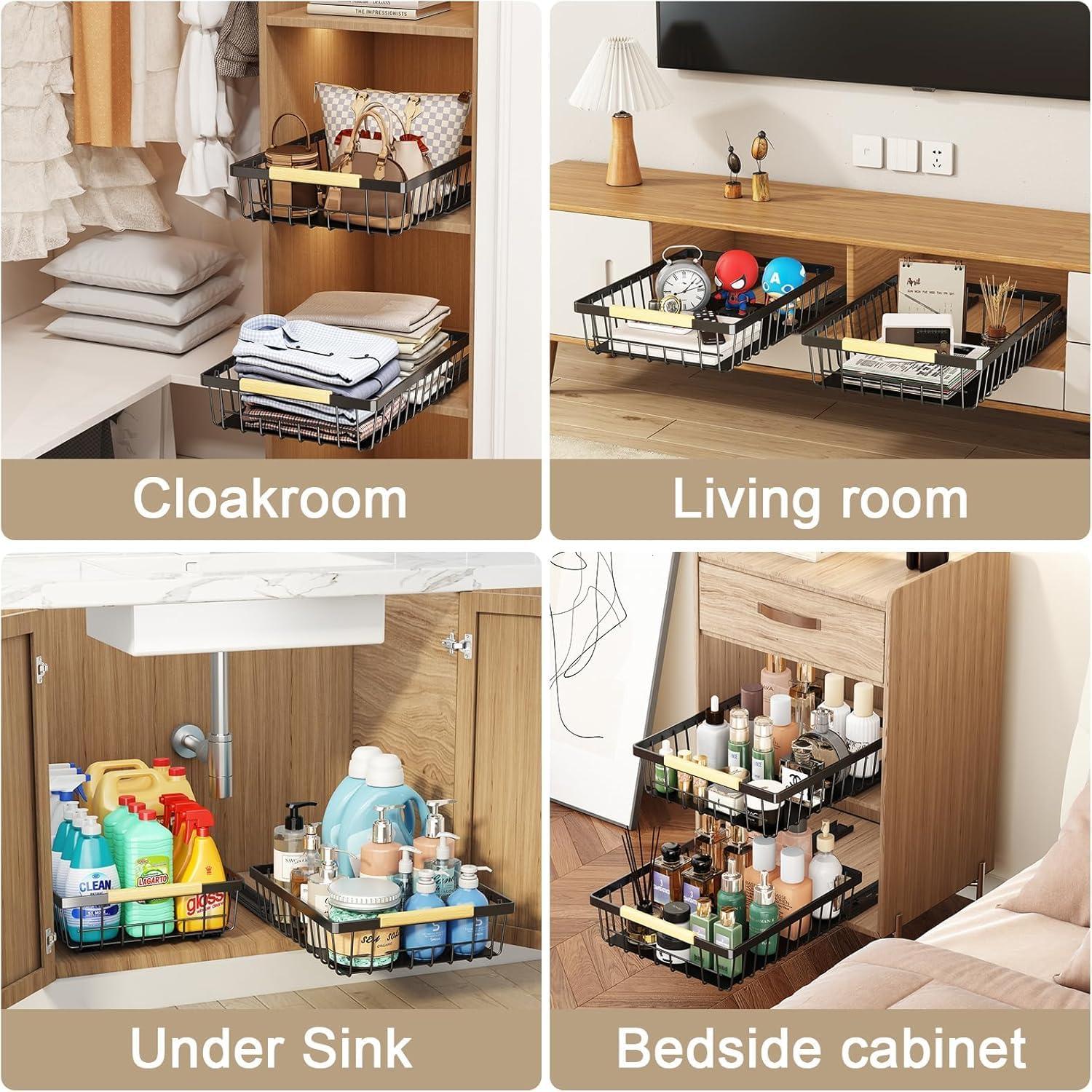 Black Metal 2-Pack Pull-Out Under Sink Organizer