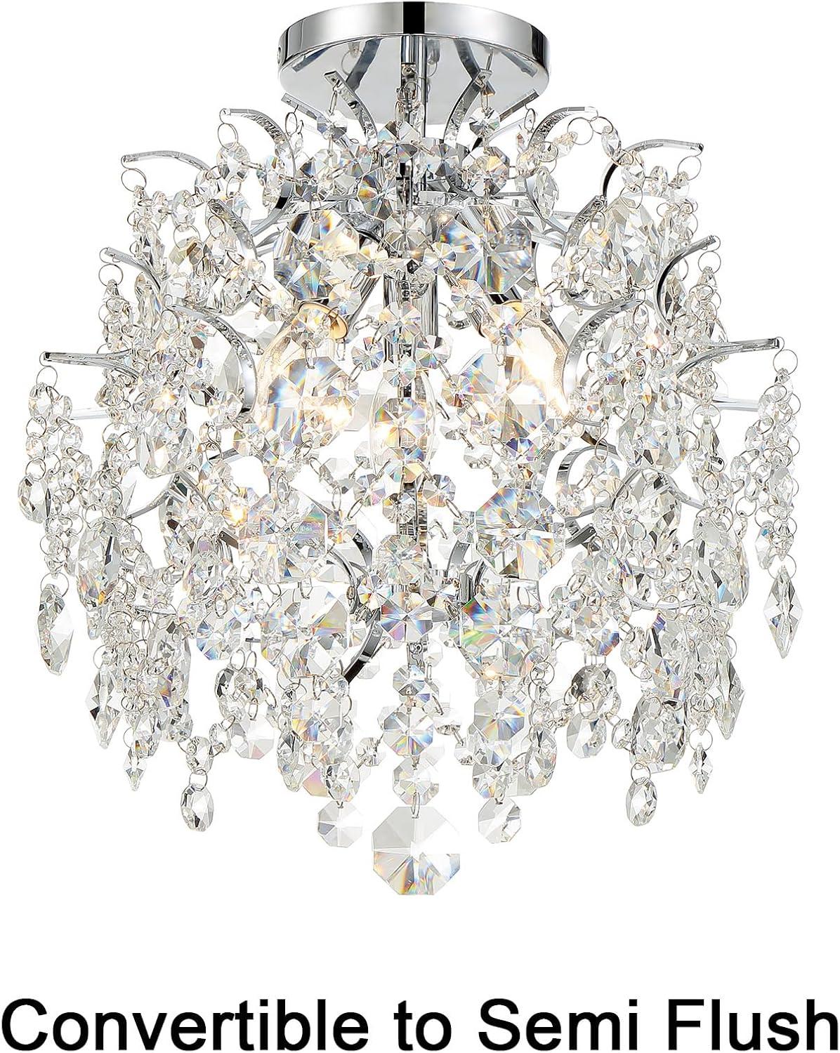 Elegant Chrome Mini Chandelier with Crystal Accents, 3-Light