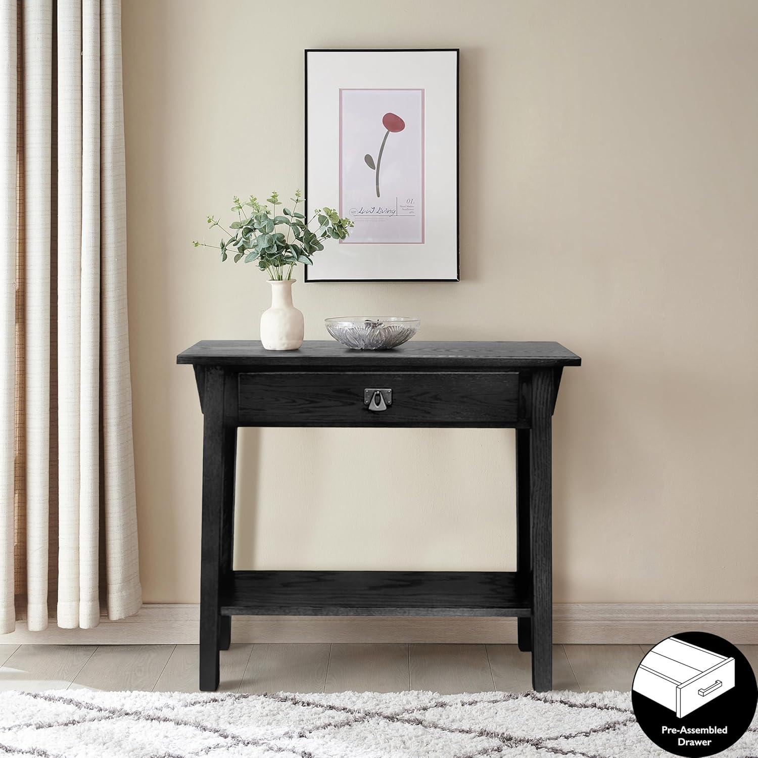 Favorite Finds Mission Hall Stand Slate Finish - Leick Home: Compact Wood Entryway Table with Drawer, CARB Certified