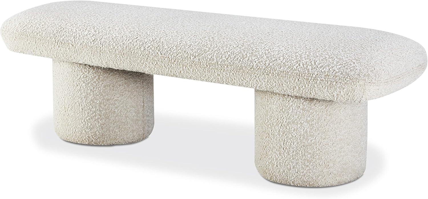 Crema White Boucle Mid Century Modern Este Bench