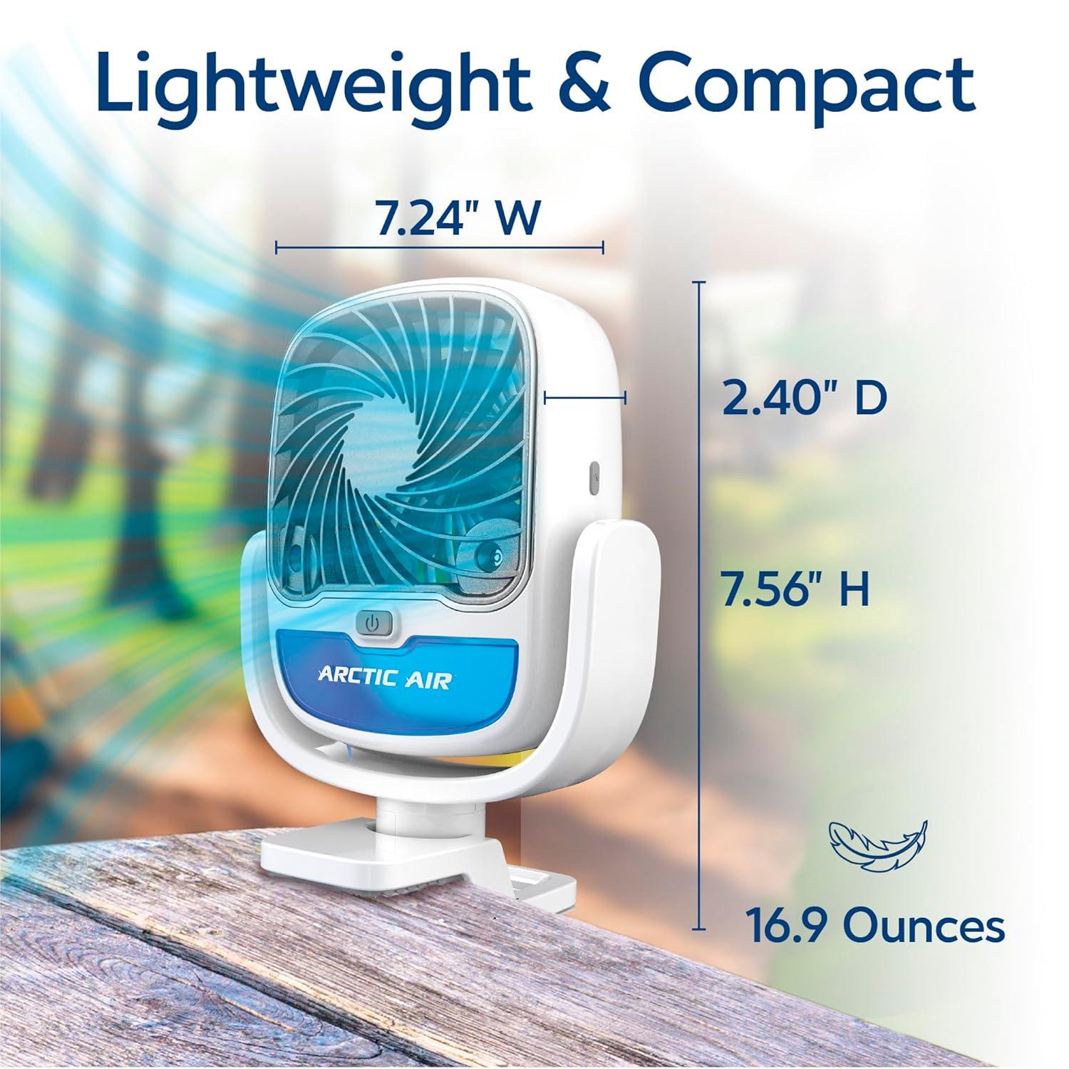 Arctic Air Grip Go Portable Evaporative Air Cooler, Rechargeable Cooling Fan, Clamp-on Space Cooler