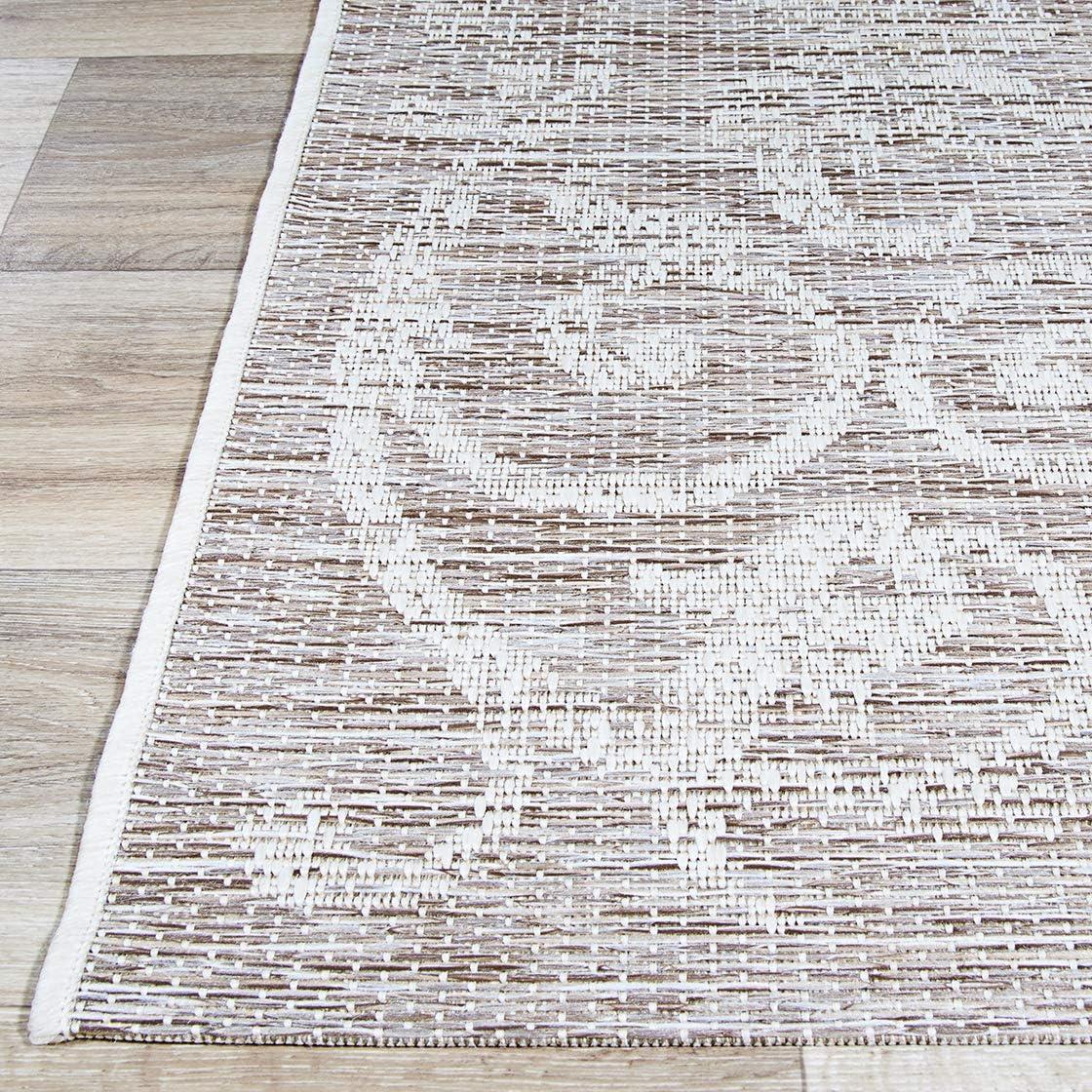 Cocoa Natural 6' x 9' Geometric Flat Woven Reversible Rug