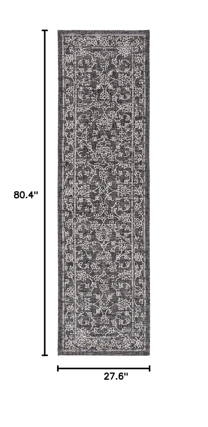Courtyard CY8680 Power Loomed Indoor and Outdoor Runner Rug - Black/Ivory - 2'3"x6'7" - Safavieh